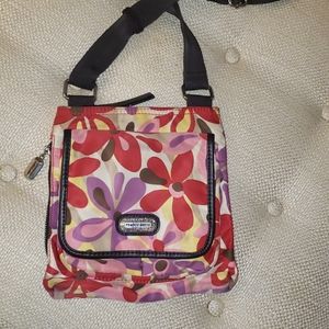 FRANCI SARTO Crossbody Floral Nylon Purse 👛 Handbag Multi Color 9" x 8"